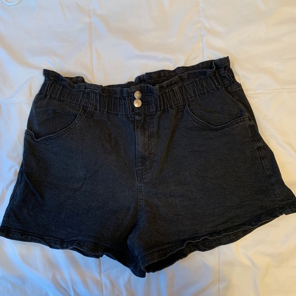 Wild Fable Black Paperbag High Waist Denim Shorts